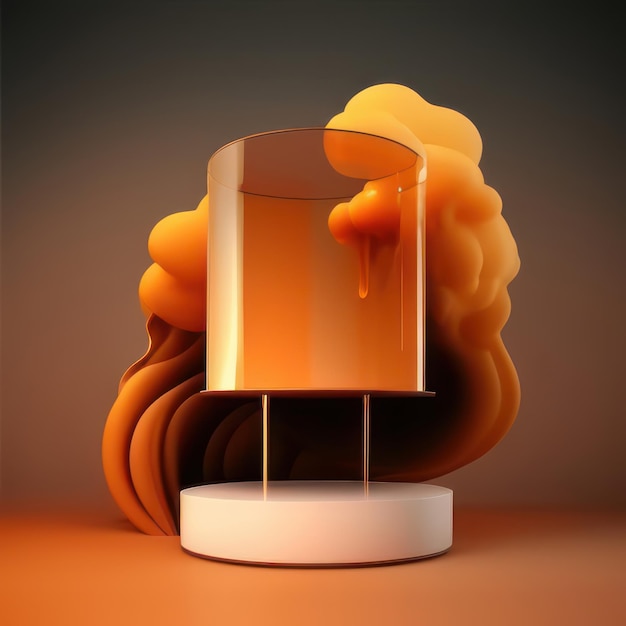 A 3d image of a glass with a liquid on it