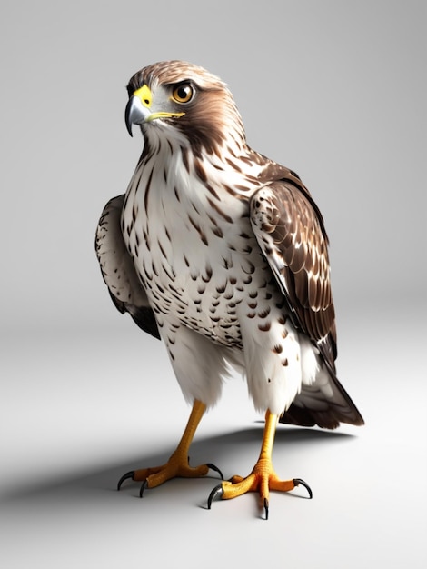 Photo 3d image of a hawk bird on white background