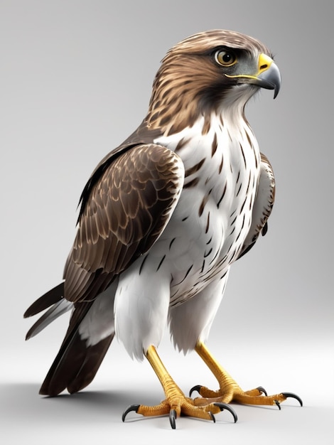 3d image of a Hawk bird on white background