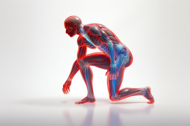 A 3D Image Of A Man Kneeling Down