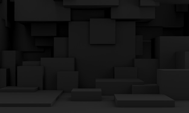 Фото Изображение 3d темной тонизированной предпосылки серии кубических твердых тел.