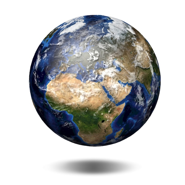 3D image of planet Earth. View to Europe and Africa