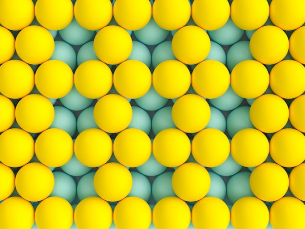 3d image render of blue and yellow spheres 