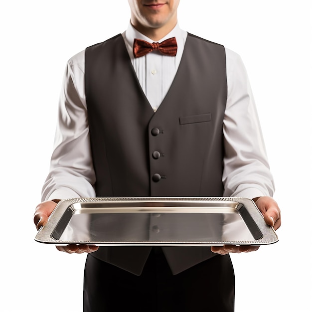 3d image of rendered Waiter serve tray made with Generative AI