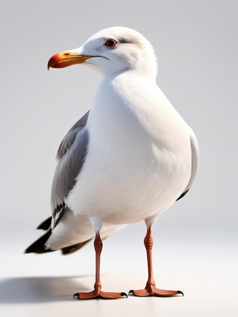 3d image of a Seagull bird on white background