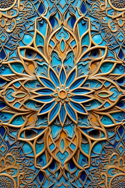 Photo a 3d image of a single beautifully crafted islamic tile