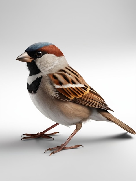 3d image of a Sparrow bird on white background