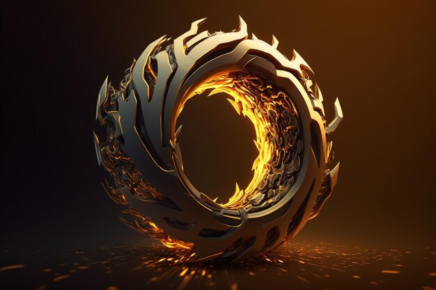 A 3d image of a spiral with a fire inside it.