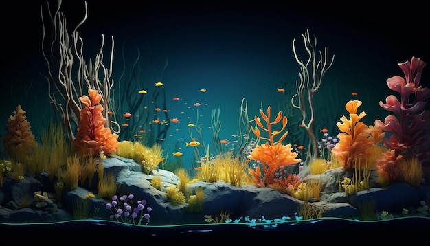 an 3D imaginary landscape where mythical creatures coexist with real endangered species
