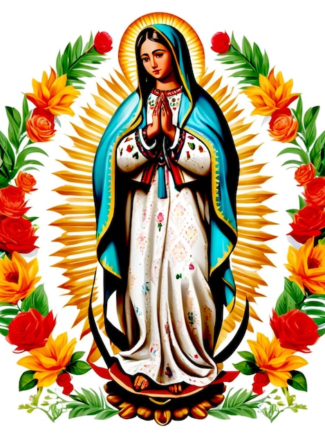 3d Indian Traditional Girl Flat Dia De La Virgen Guadalupe Illustration