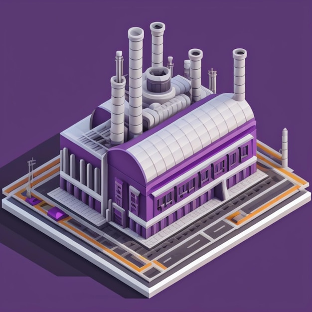 3D industrieel fabrieksgebouw gemaakt met generatieve AI