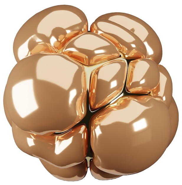 Photo 3d inflated abstract shape illustration puffy gold object design