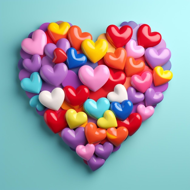 3D Inflated Heart Valentine Background