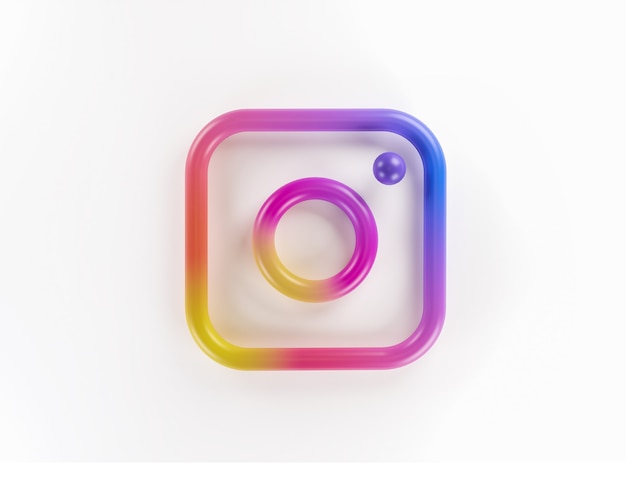 Photo 3d instagram application logo background