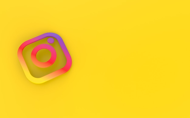 3d instagram application logo with yellow background