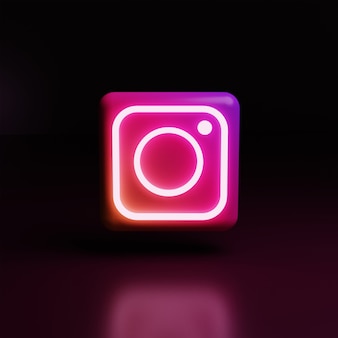 3d instagram logo icona bagliore di alta qualità rendering Foto Premium