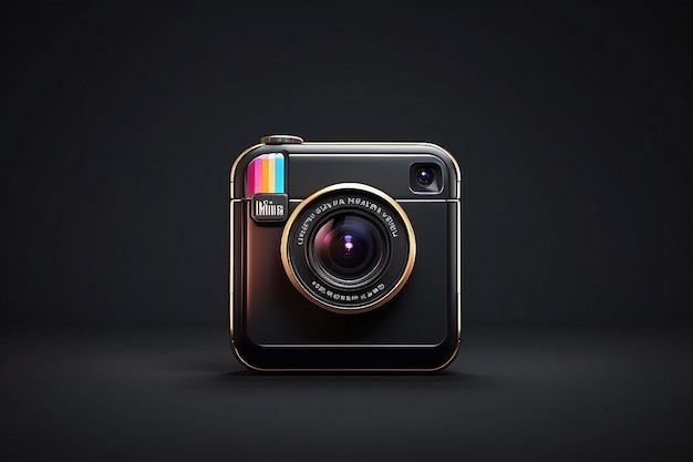 3d_instagram_shape cemra_icon_on_a_black_background
