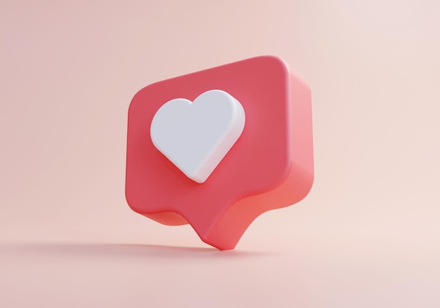 3d instagram sociale media zoals op roze achtergrond of 3d sociale media liefdespictogram op roze achtergrond