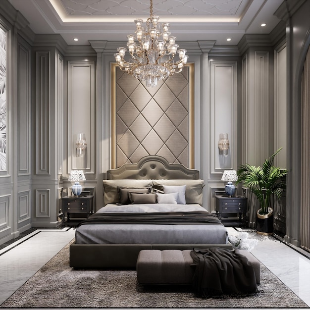 Photo 3d interior design of bedroom