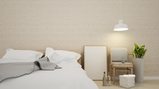 3D интерьерное пространство спальни и украшение стен