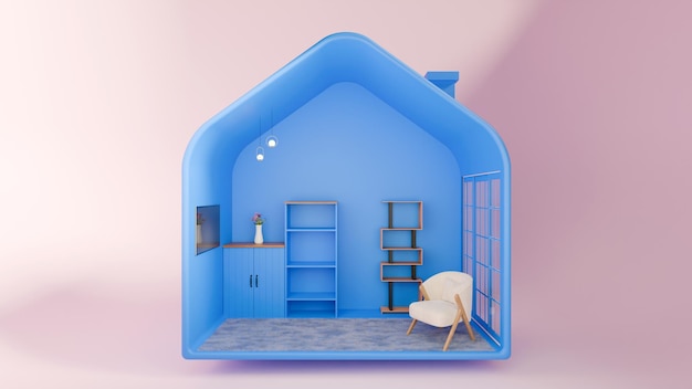 3D interior room house shape colorful home paint wall interior for paint brand Sofa
