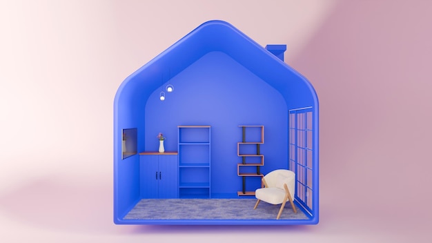 3D interior room house shape colorful home paint wall interior for paint brand Sofa