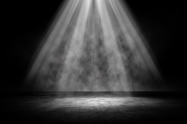 3D interior room with spotlight shining down