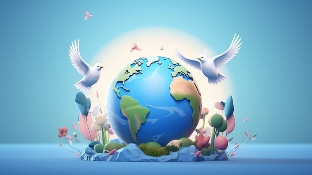 3d international day of peace illustration for background