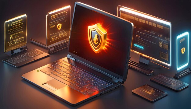 3D-internetbeveiliging antivirusbescherming concept computer illustratie voor reclame