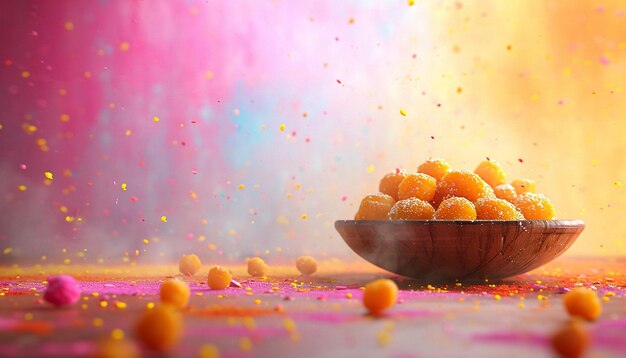 Photo a 3d invitation with a subtle depiction of gujiya traditional holi sweet