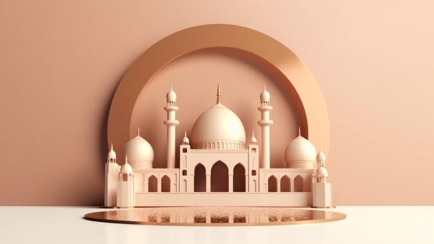 3D Islamic Decoration Background with space