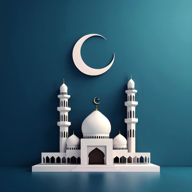 3D-элемент исламской мечети на минималистском фоне Premium Images