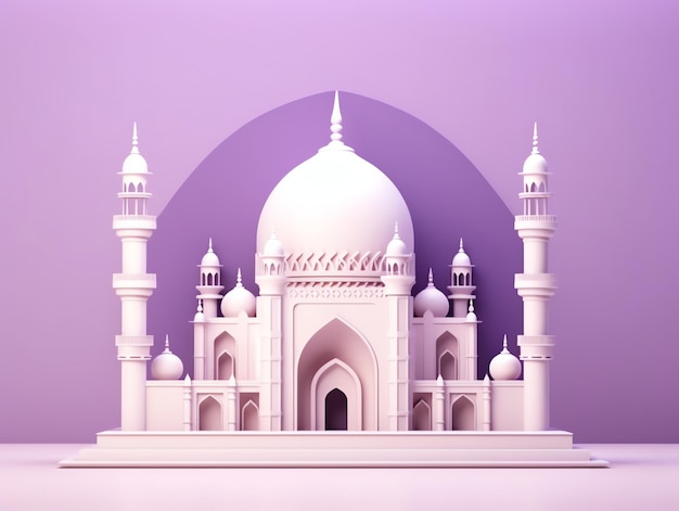 3d islamic mosque element on minimalist background