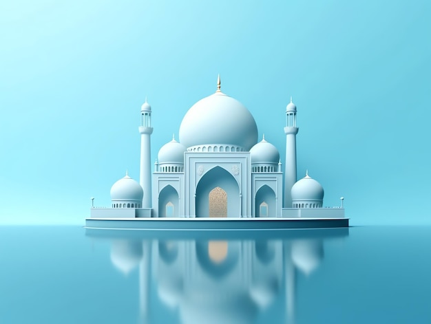 3d Islamic mosque element on minimalist background