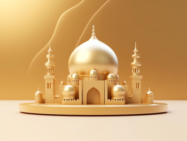 3d Islamic mosque element on minimalist background