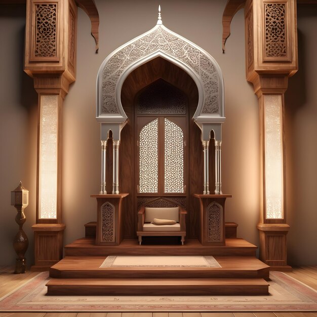 Photo 3d islamic pulpit in mosque