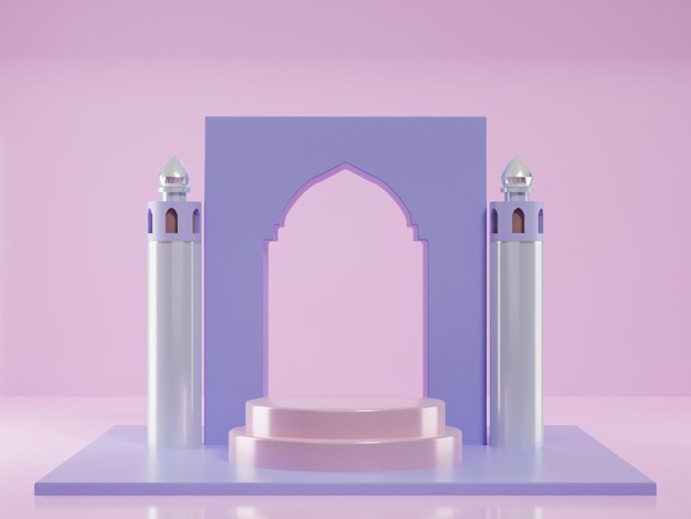 3D Islamic stage background. For Islamic religious events such as Ramadan and Eid al-Fitr