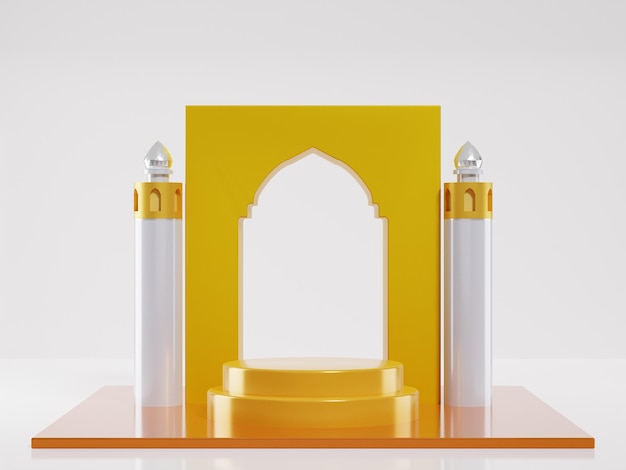 Photo 3d islamic stage background. for islamic religious events such as ramadan and eid al-fitr