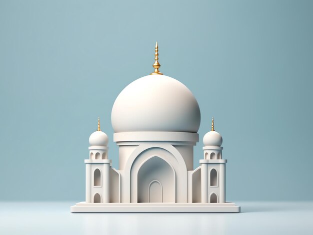 3d islamitisch moskee-element op minimalistische achtergrond