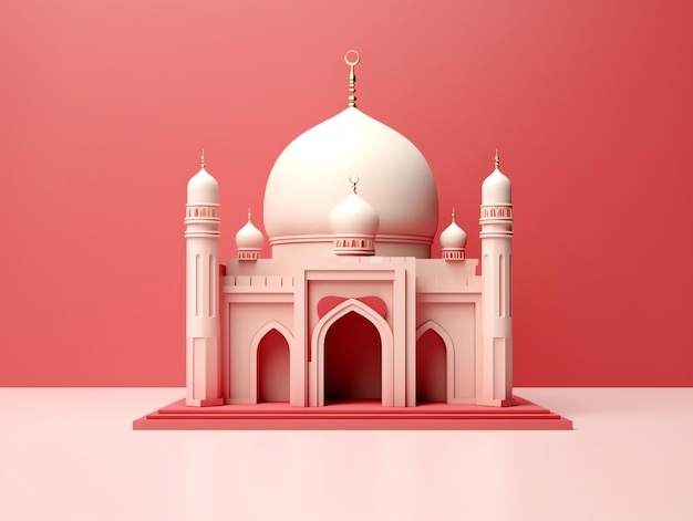 3d islamitisch moskee-element op minimalistische achtergrond