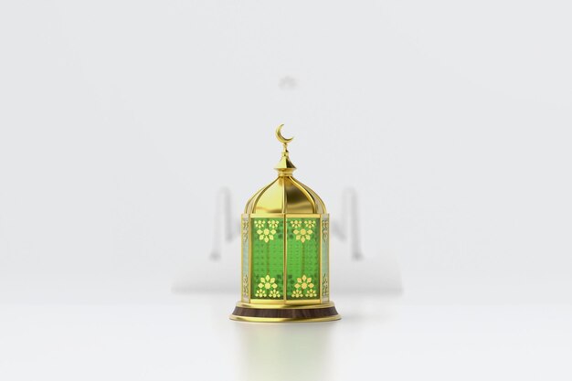 Foto 3d islamitische groeten ramadan kareem kaart ontwerp sjabloon achtergrond met prachtige lantaarns