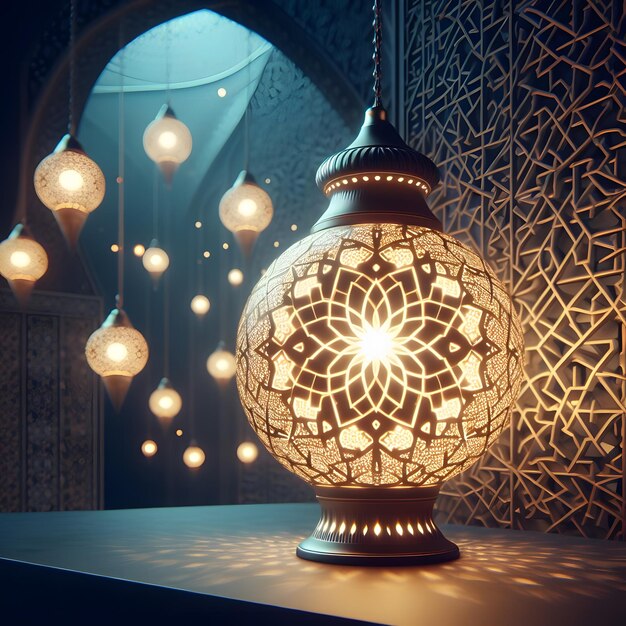 3d islamitische lantaarn islamitisch nieuwjaar Ramadan Kareem behang