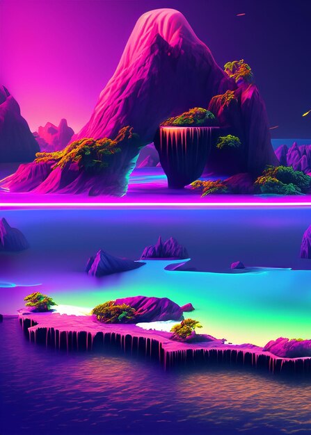 3d island with sea landscape