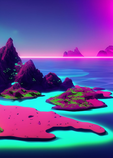 3d island with sea landscape