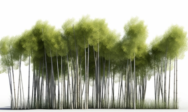 창의적인 프로젝트를 향상시키는 3D 격리된 대나무 나무 배경 이미지