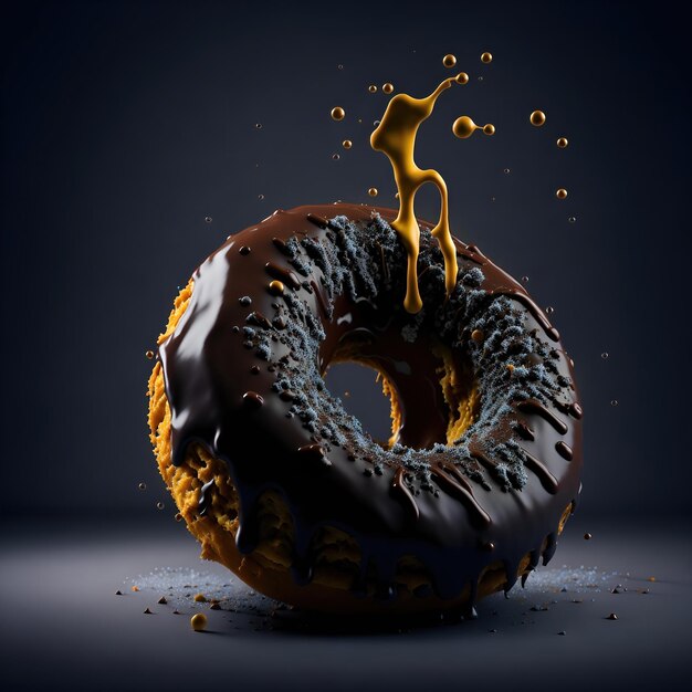 3d isolated of donut with chocolate