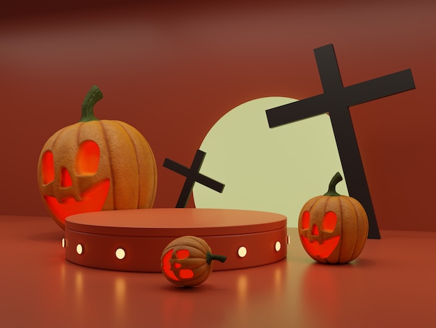 3d isolated highquality special Halloween pumpkin podium background