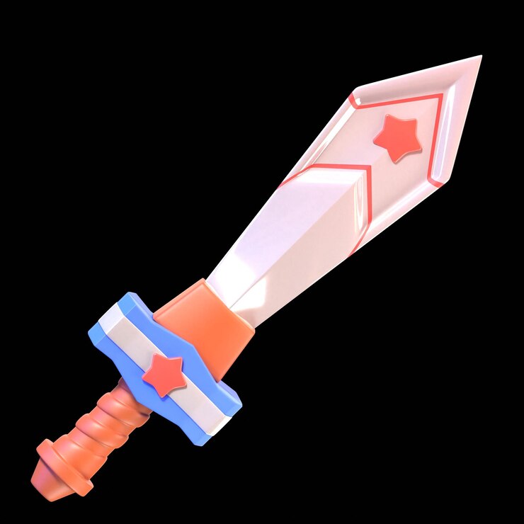 Фотография 3d изолированная икона иллюстрация игровое оружие меч
