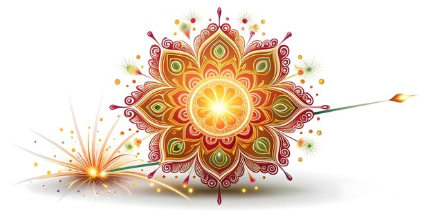 3d isolated rangoli with sparkler lines on white background minimalistic vector design symbolizing