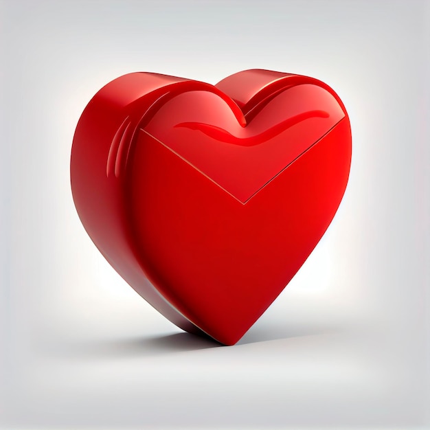 3d isolated red heart, white background